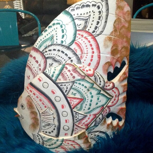 Wooden Handcarved Angel Fish, Beachcore, Carved Decor, Eclectic, Hand created - Picture 1 of 4